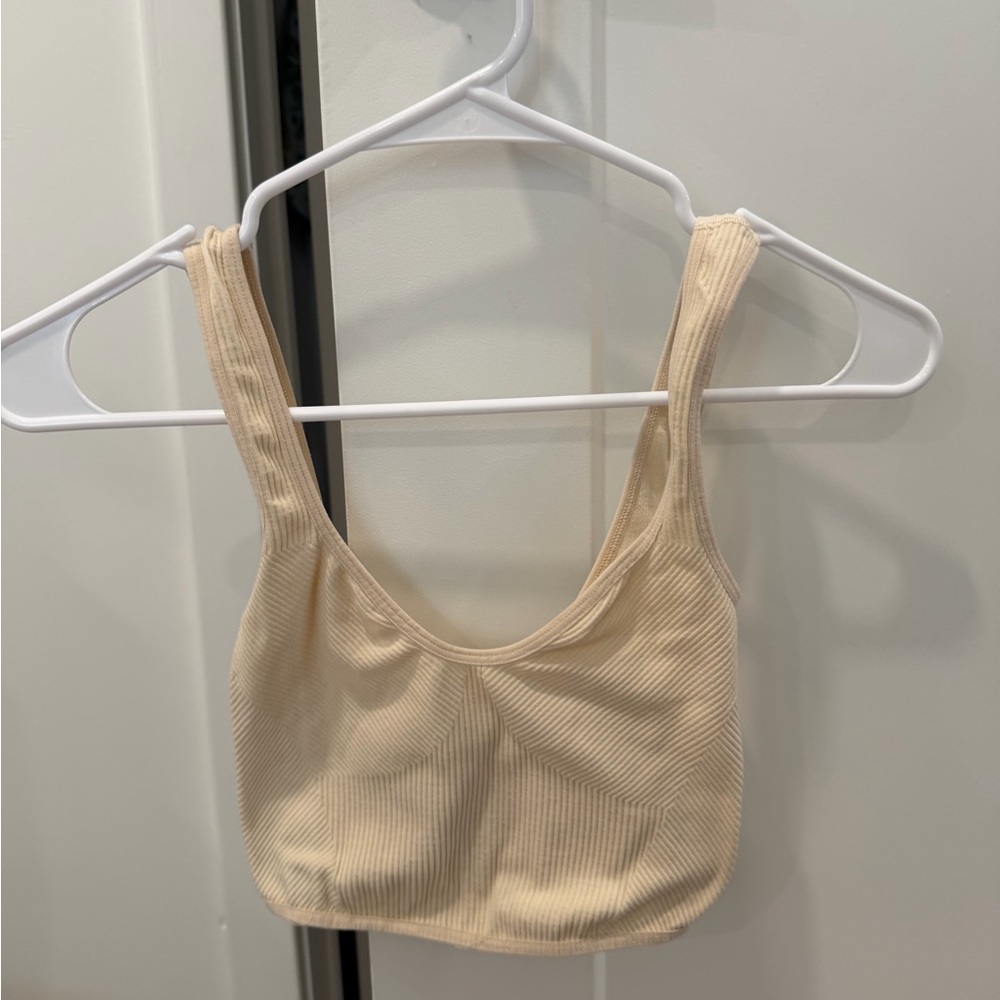Urban Outfitters Ribbed Scoop-Neck Tank Top in Cream
